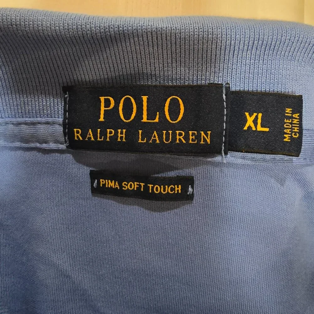 Polo Ralph Lauren Men's Pima Soft Touch 2 Button SS Polo Shirt Blue‎ Size XL